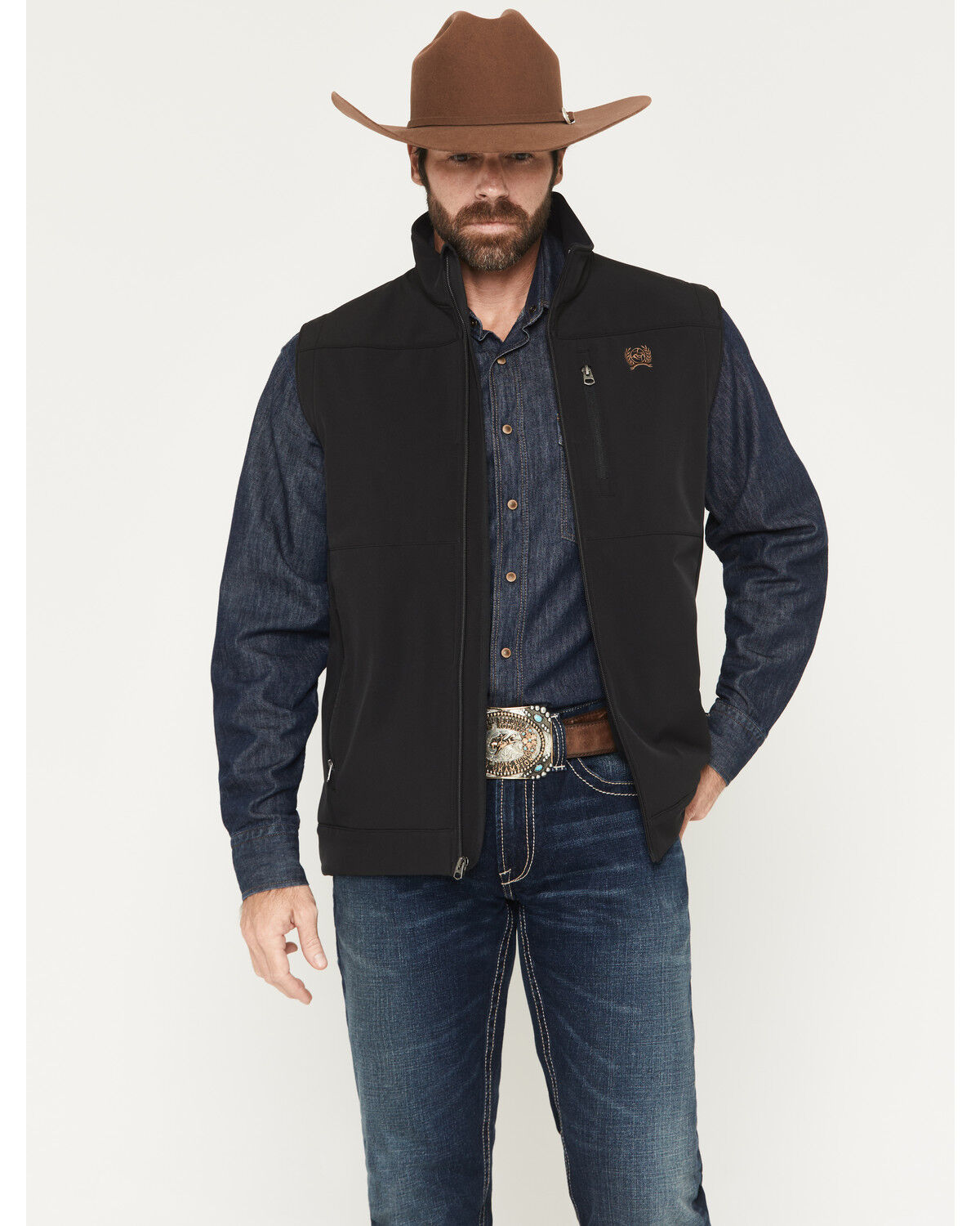 Image #2 - Cinch Men's Bonded Concealed Carry Softshell Vest - Big, Black, hi-res