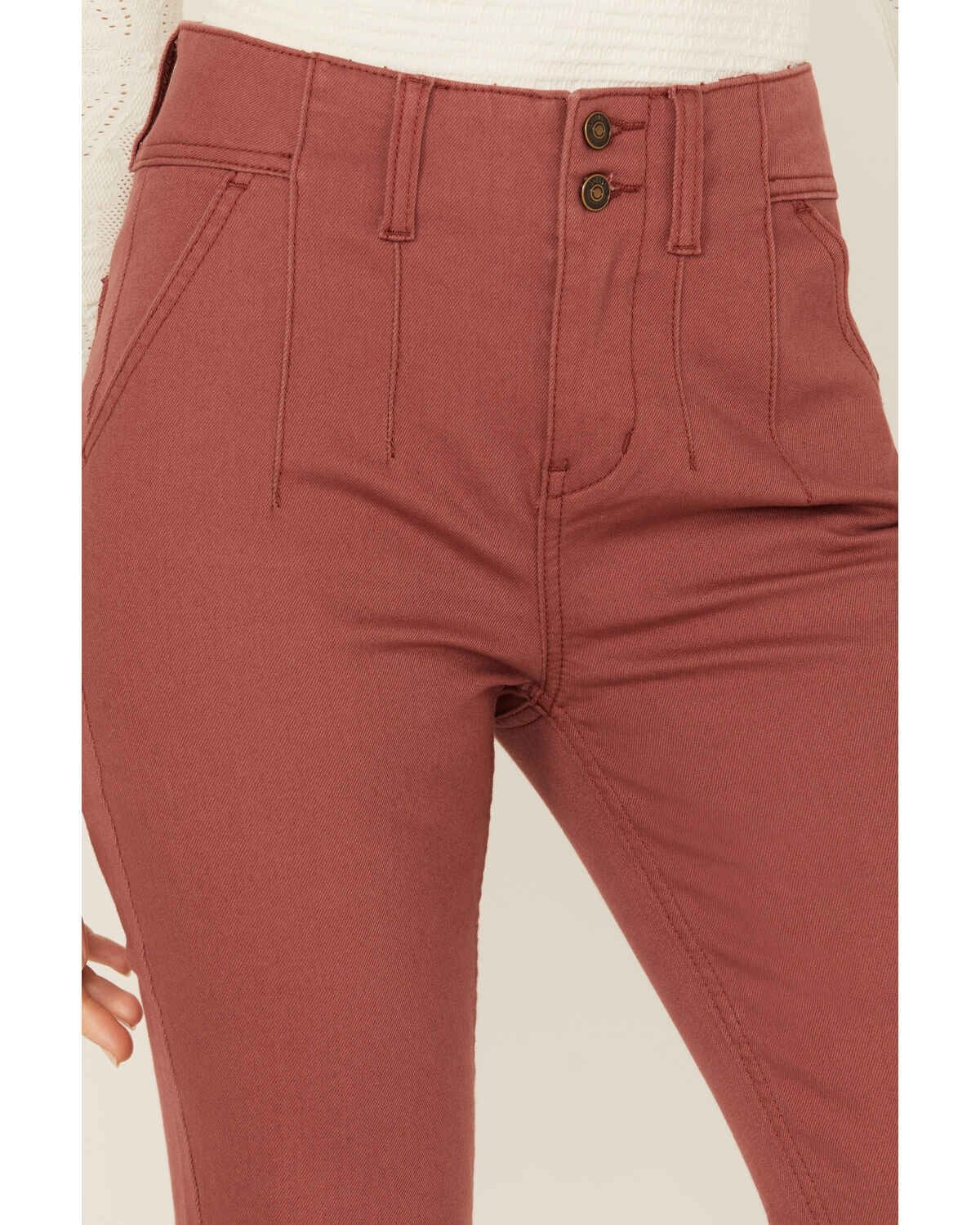 Image #2 - Shyanne Women's Marsala Darted Waist Comfort Stretch Super Flare Jeans, Rust Copper, hi-res