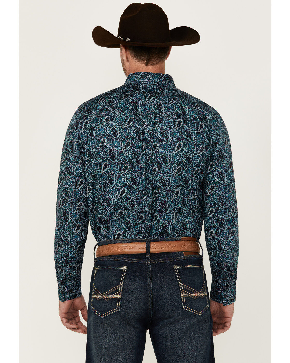Image #4 - Cody James Men's Lasso Paisley Print Long Sleeve Button-Down Stretch Western Shirt, Blue, hi-res