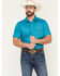 Image #1 - Gibson Trading Co Men's Solid Short Sleeve Snap Stretch Western Shirt, Teal, hi-res
