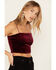 Sadie & Sage Women's Misty Velvet Crop Cami Top, Wine, hi-res