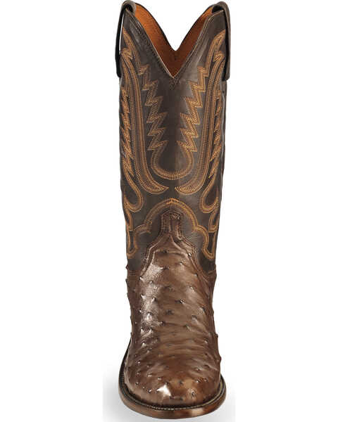 Image #4 - Lucchese Men's Handmade Dark Brown Luke Full Quill Ostrich Boots - Medium Toe , , hi-res