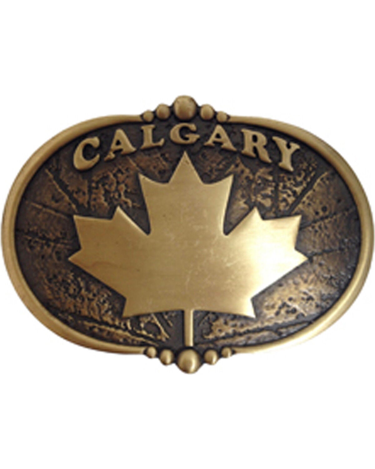 Image #1 - AndWest Vintage Bronze Calgary Maple Leaf Belt Buckle, Brass, hi-res