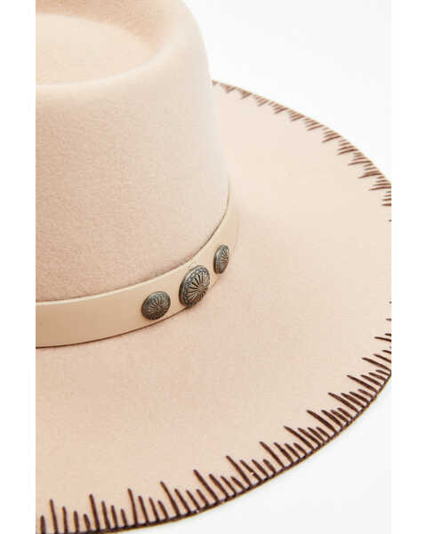 Shyanne Women's Bone Embroidered Edge Fedora Hat, Ivory, hi-res