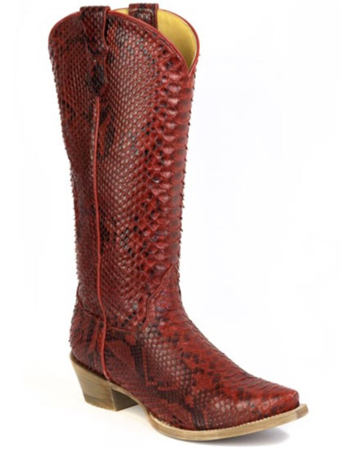 Image #1 - Roper Women's Fire Red Exotic Python Western Boots - Snip Toe, Red, hi-res