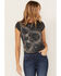 Shyanne Women's Bandana Short Sleeve Graphic Ringer Tee, Charcoal, hi-res