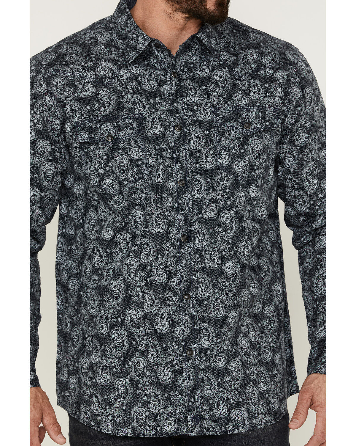 Image #3 - Moonshine Spirit Men's Amusement Large Paisley Print Long Sleeve Western Shirt, Navy, hi-res