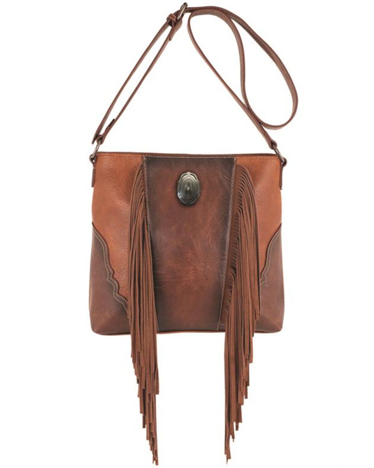 Image #1 - Justin Women's Concho Crossbody Bag, Brown, hi-res