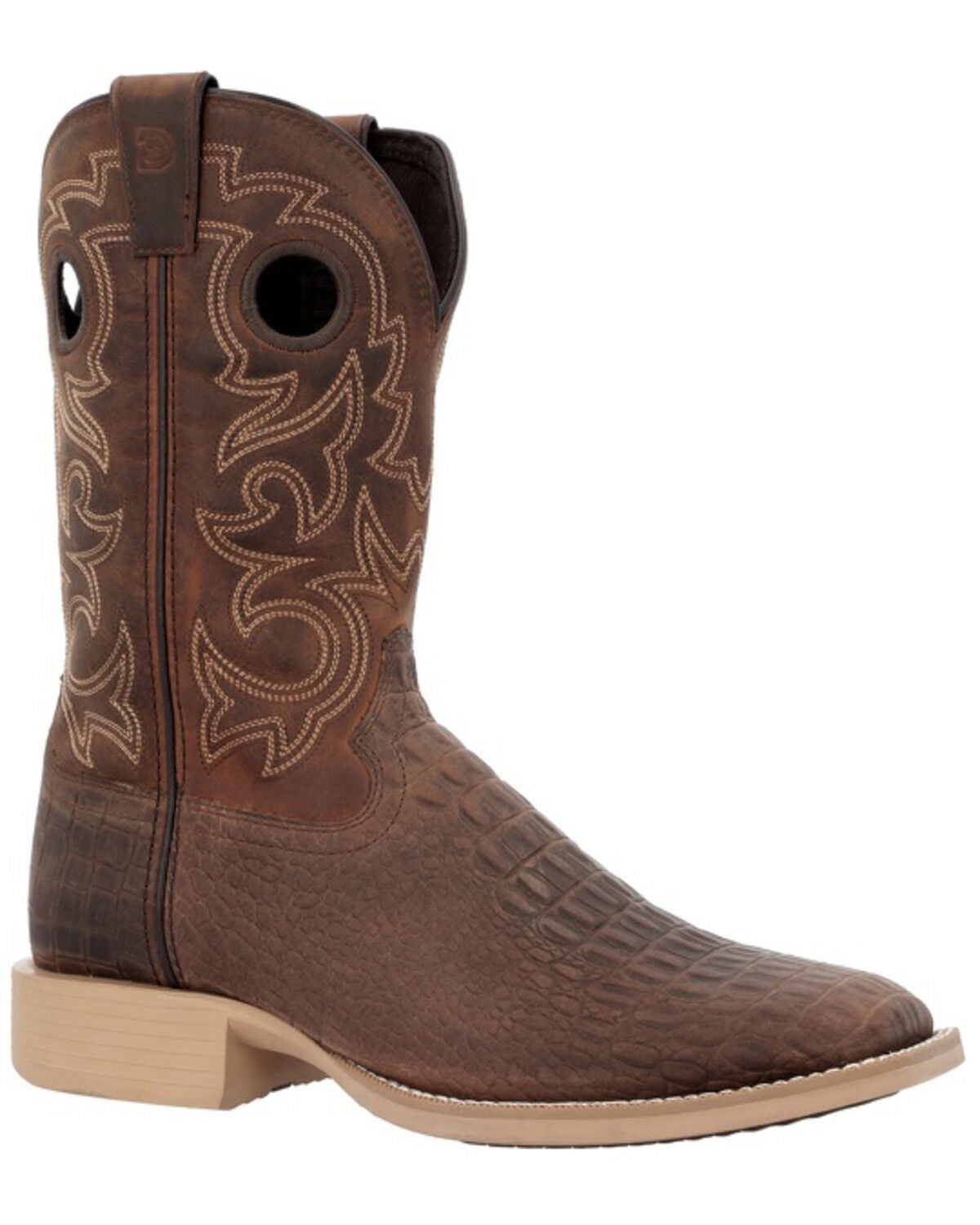 Image #1 - Durango Men's Shyloh Croc Print Performance Western Boots - Broad Square Toe, Brown, hi-res