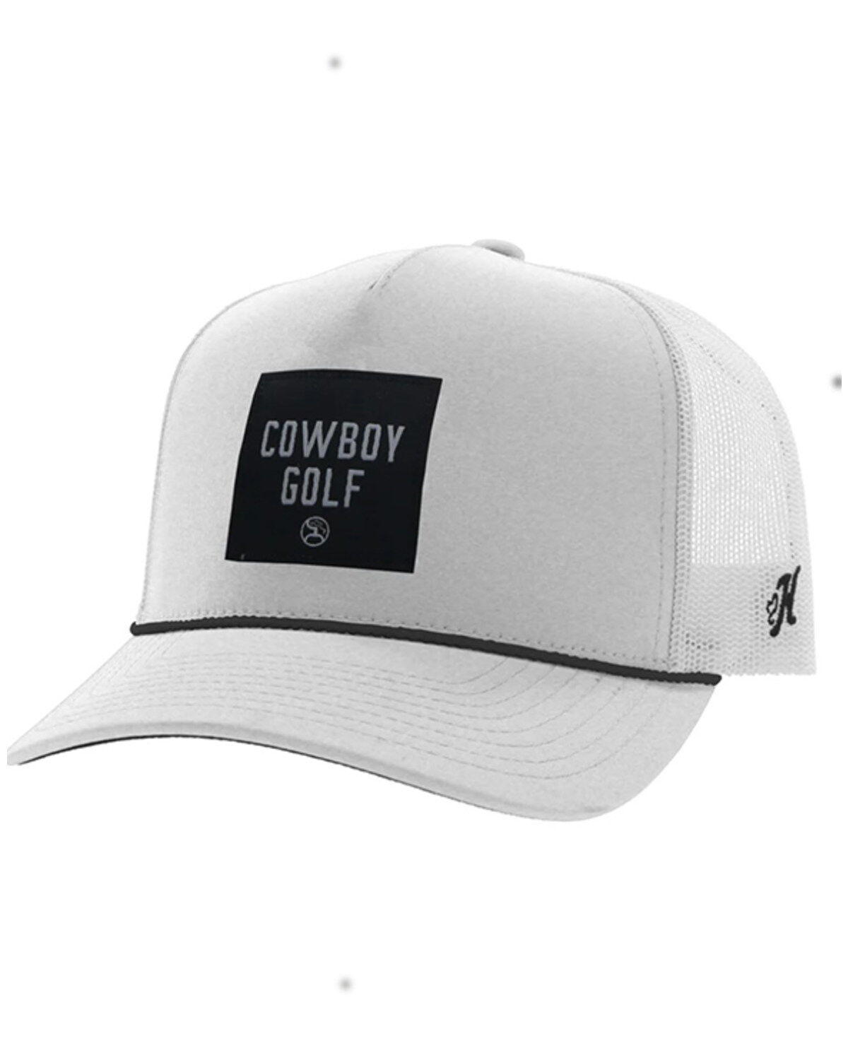 Image #1 - Hooey Men's Cowboy Golf Trucker Cap, White, hi-res