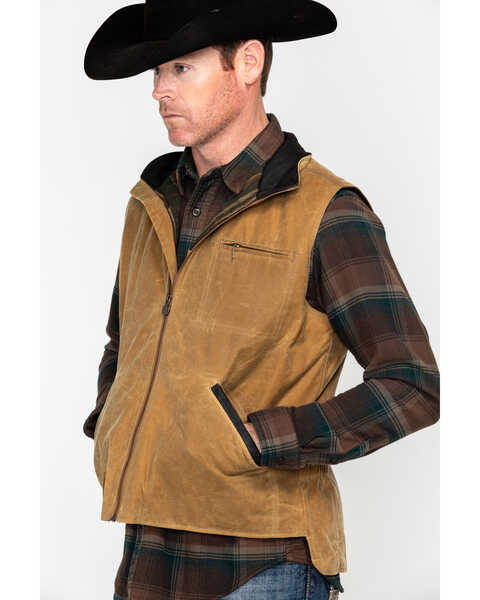 Outback Trading Co. Men's Sawbuck Oilskin Zip-Up Vest, Tan, hi-res