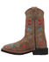 Image #3 - Dan Post Girls' Floral Embroidered Western Boots - Square Toe, Taupe, hi-res