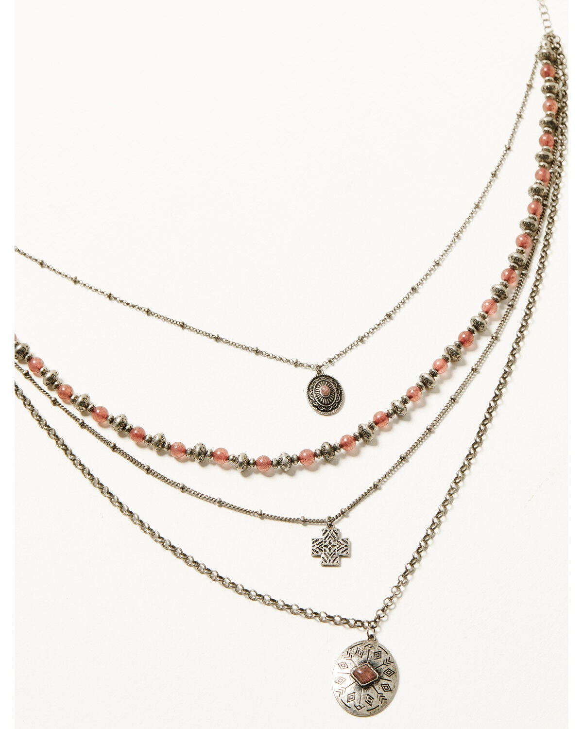 Shyanne Women's Strawberry Skies Layered Beaded Statement Necklace, Silver, hi-res