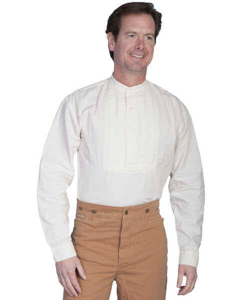 Rangewear by Scully Pleated Inset Bib Shirt - Big & Tall, Ivory, hi-res