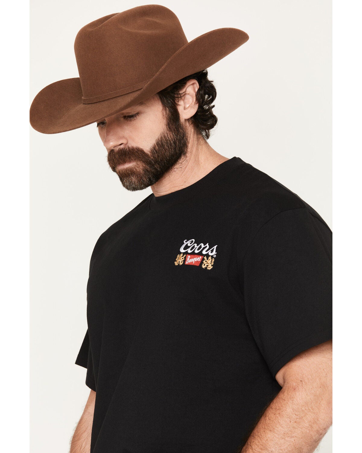 Image #3 - Coors Men's Banquet Golden Lockup Embroidered Short Sleeve Graphic T-Shirt, Black, hi-res
