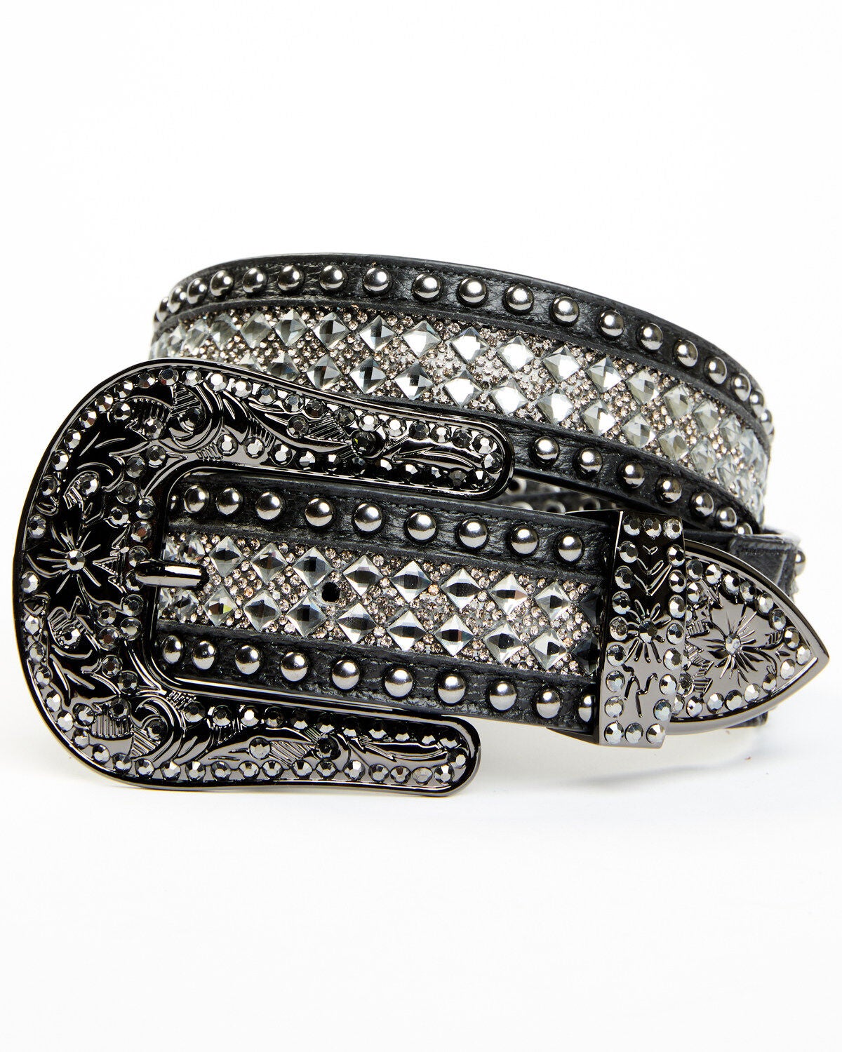Wonderwest Women's Rhinestone Belt, Black, hi-res