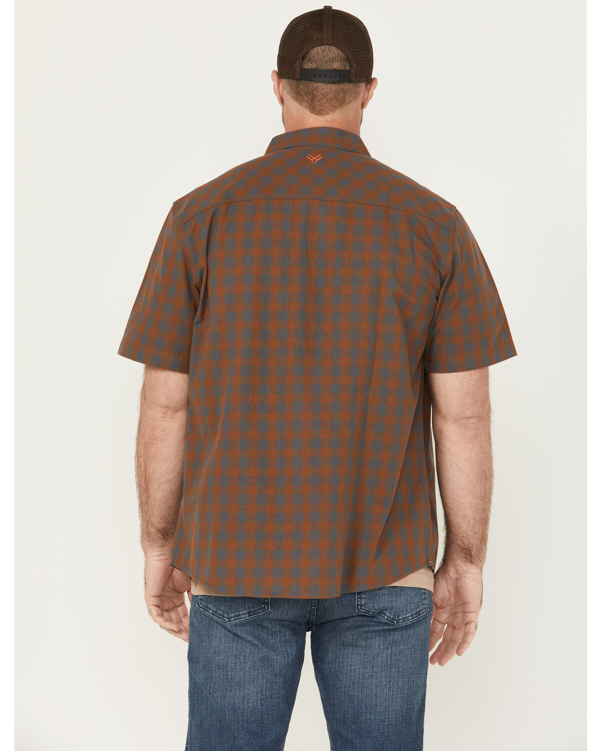 Image #4 - Hawx Men's Tanaka Plaid Print Short Sleeve Button-Down Shirt, Rust Copper, hi-res
