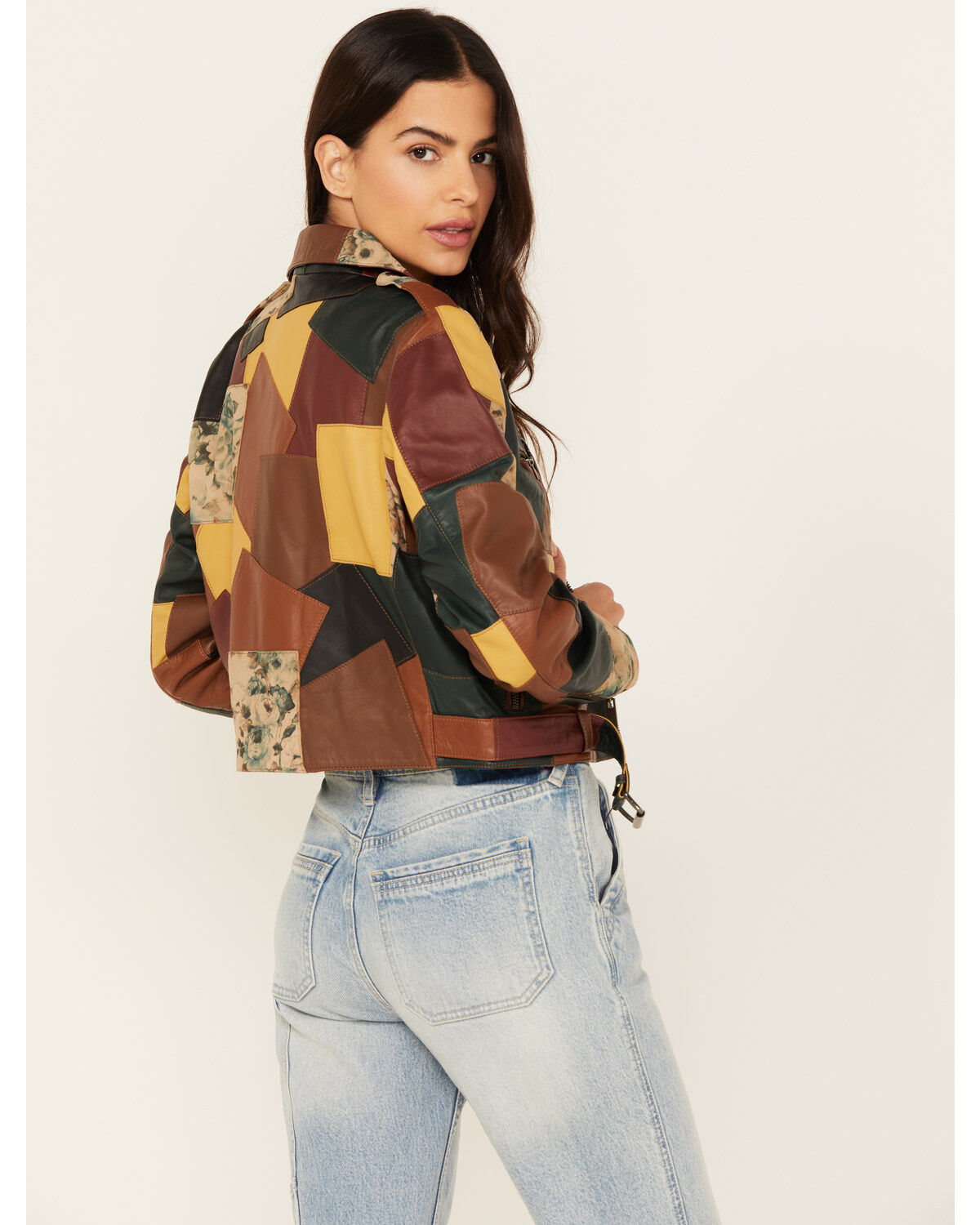 Image #4 - Cleo + Wolf Women's Patchwork Leather Jacket, Chocolate, hi-res