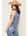 Image #4 - Blue B Women's Boot Barn Exclusive Embroidered Western Motif Denim Top, Medium Wash, hi-res