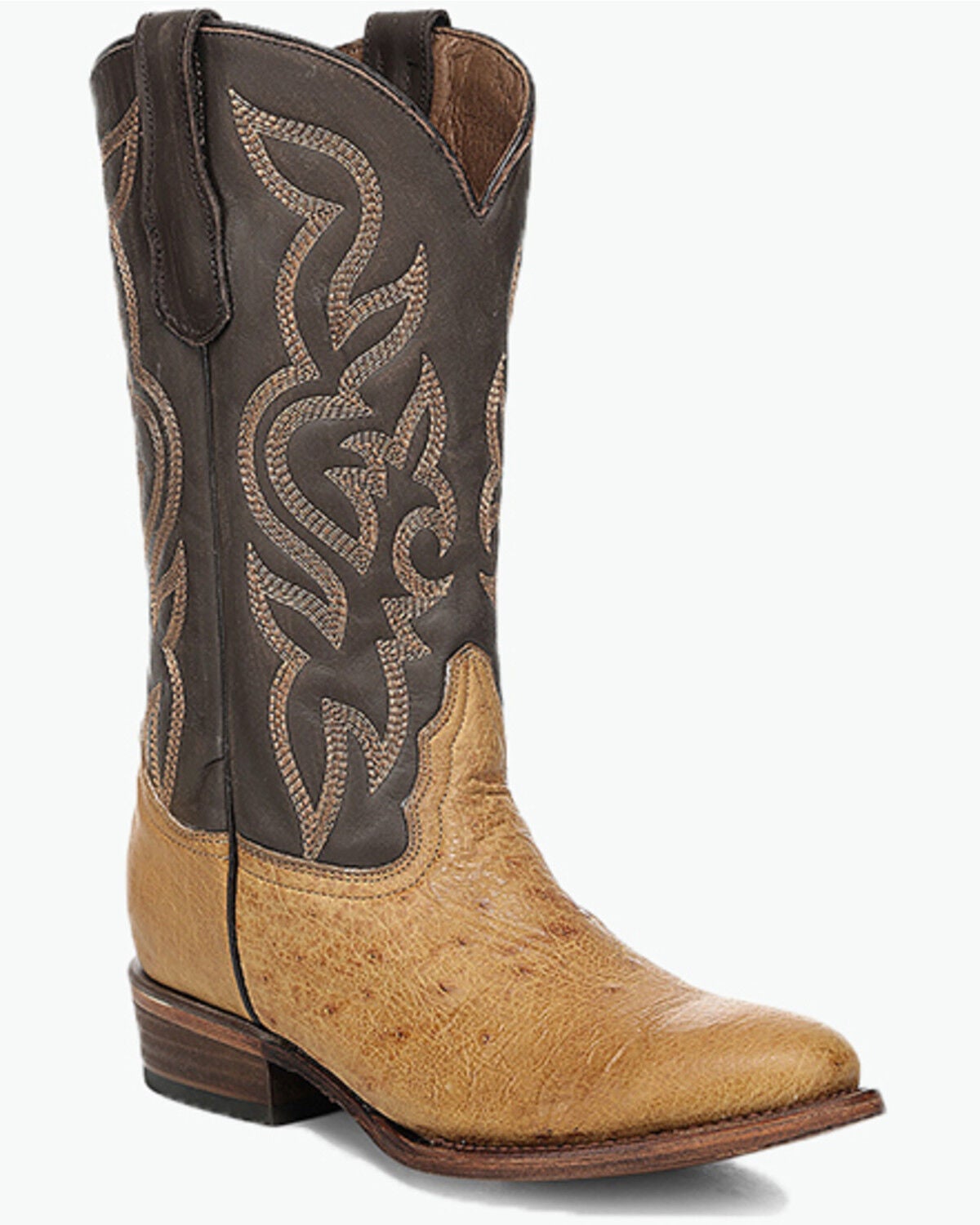Image #1 - Circle G Men's Exotic Full Quill Ostrich Western Boots - Round Toe, Yellow, hi-res