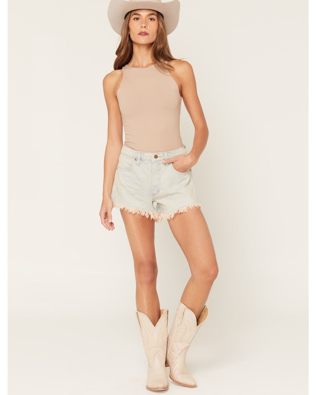 Wrangler Women's Light Wash High Rise Reworked Denim Shorts, Light Wash, hi-res