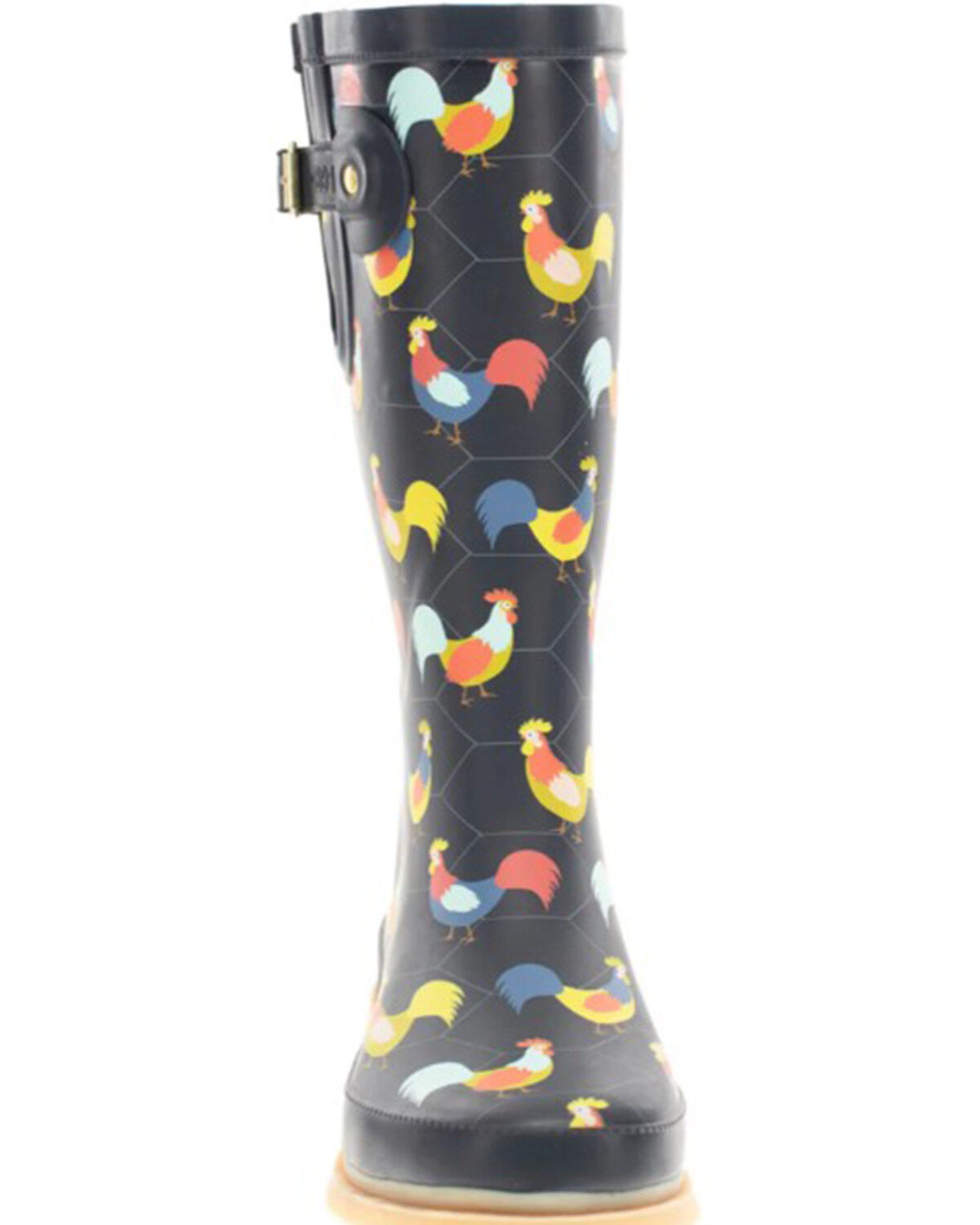 Image #4 - Western Chief Women's Chicken Print Tall Rain Boots - Round Toe, Charcoal, hi-res