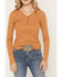 Image #3 - Shyanne Women's Solid Ribbed Long Sleeve 1/4 Button-Down Tee, Pecan, hi-res