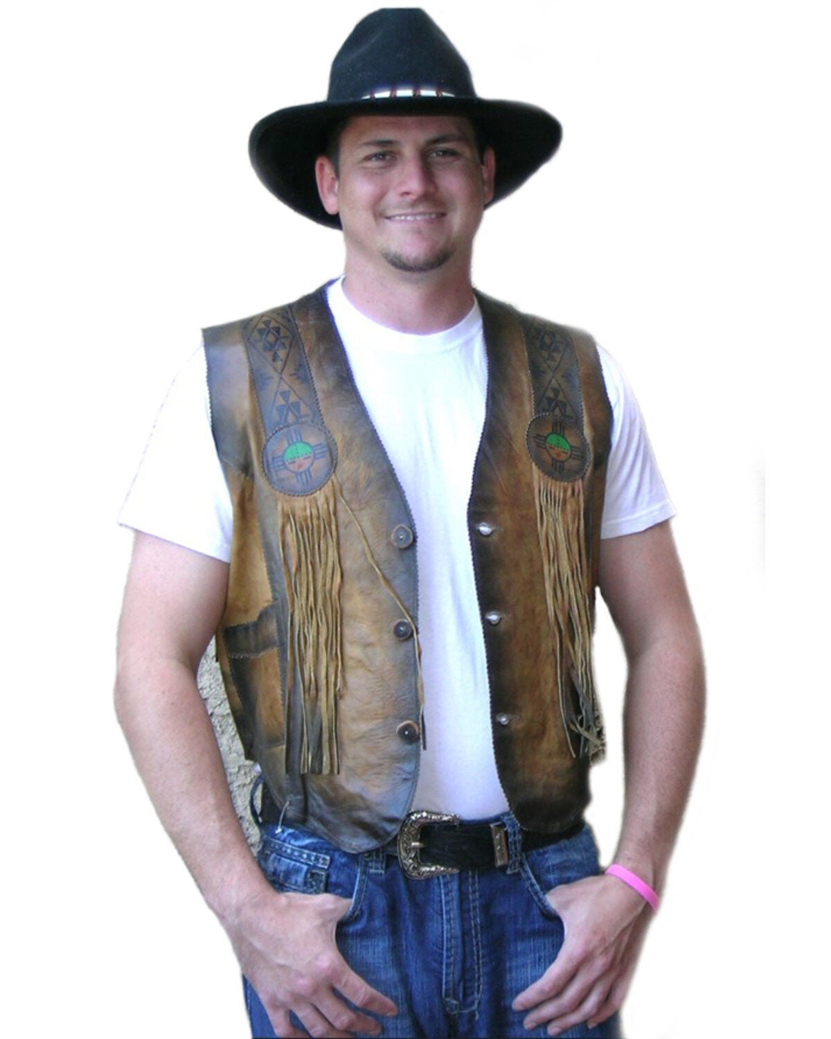 Kobler Leather Men's Sun Vest, Beige, hi-res