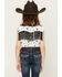 Image #4 - Cowgirl Hardware Girls' Branding Iron Fringe Sleeveless Snap Western Shirt, Black/white, hi-res