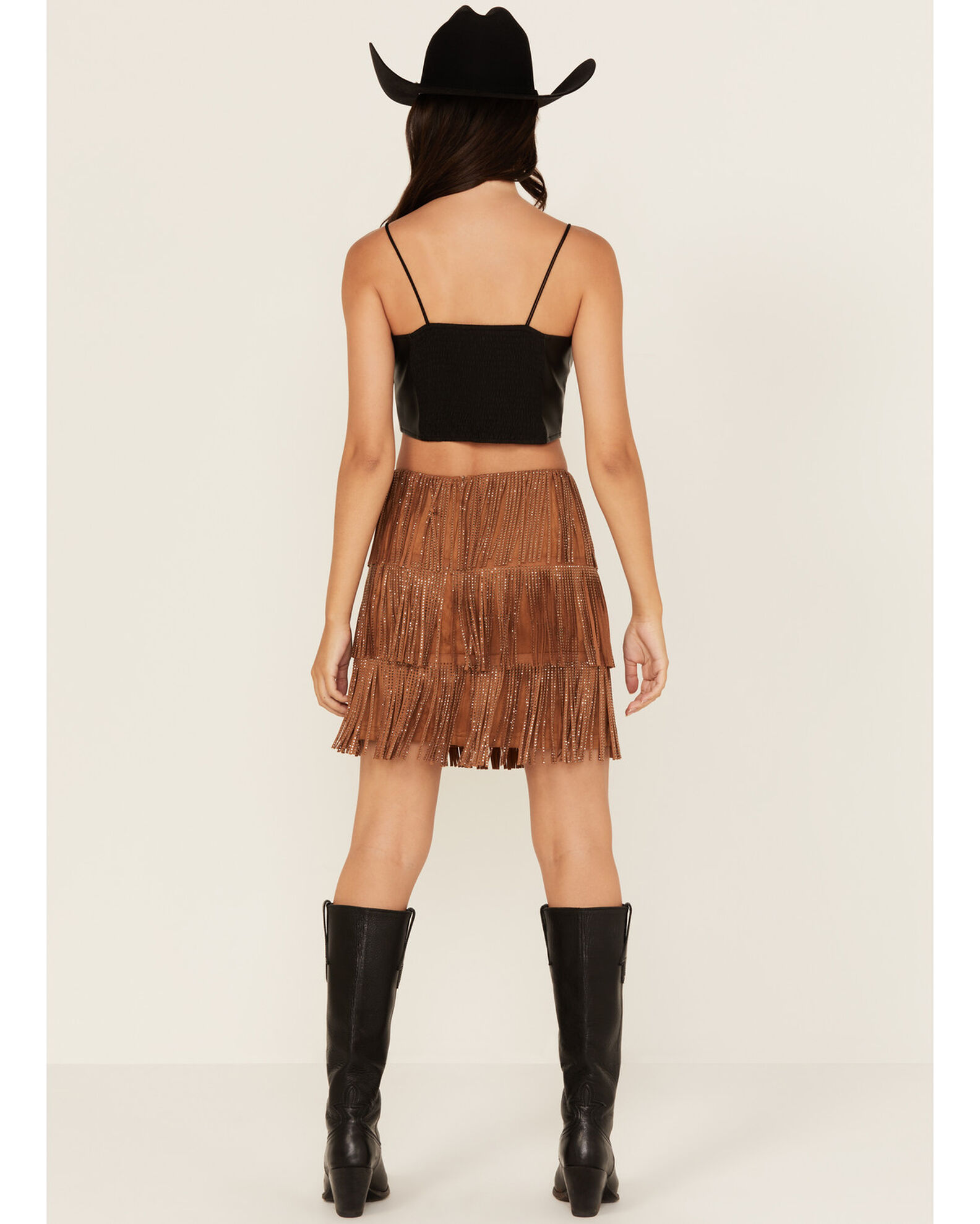 Suede mini skirt with fringe hotsell