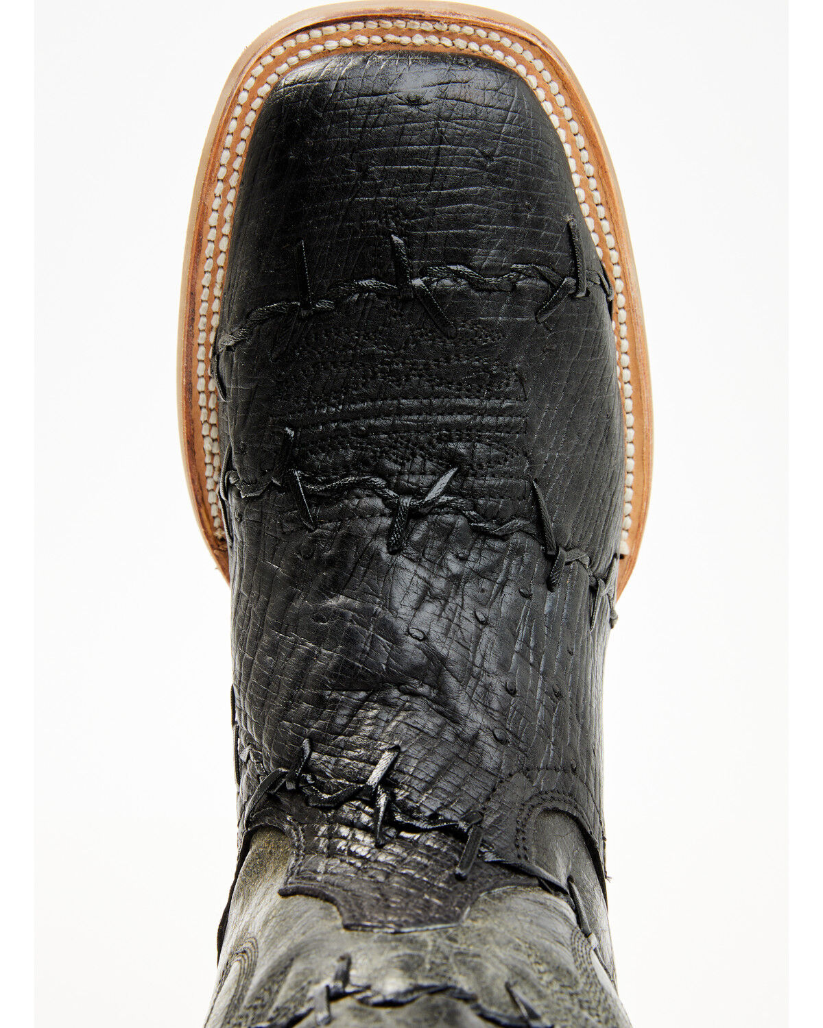 Image #6 - Corral Men's Exotic Ostrich Barbed Wire Western Boots - Broad Square Toe, Black, hi-res