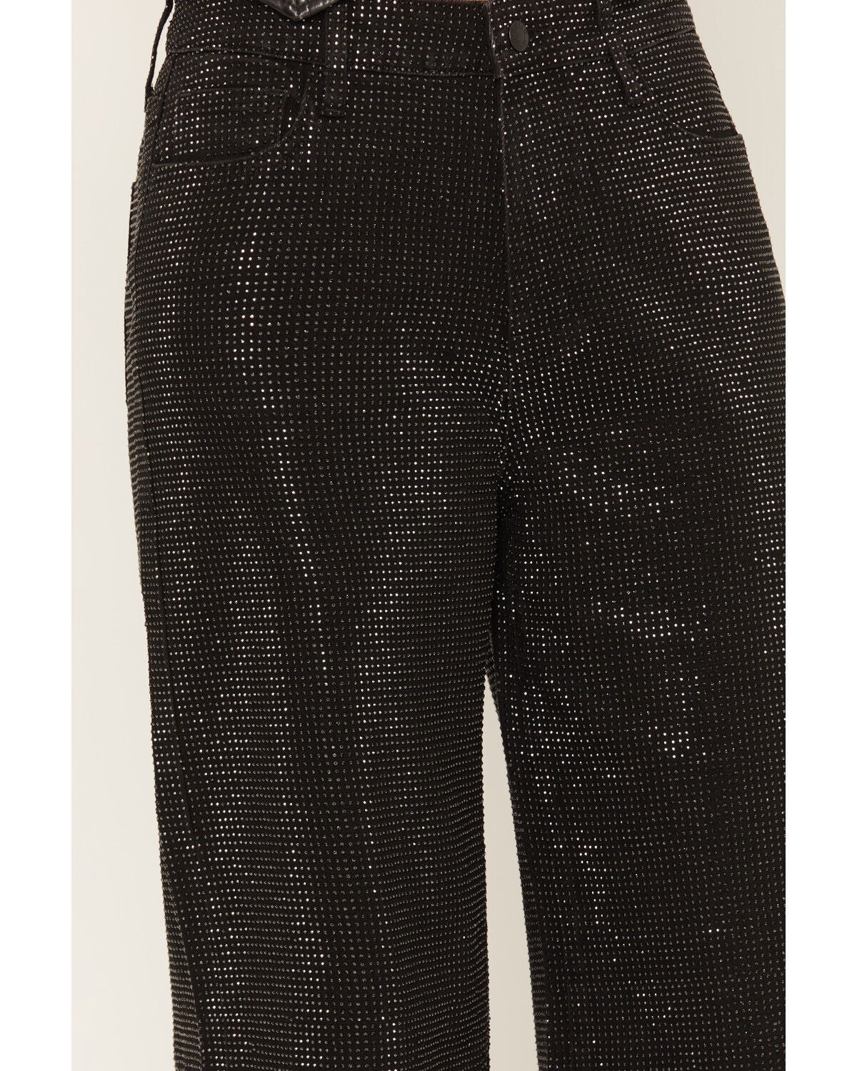 Image #2 - Cello Women's High Rise Rhinestone Wide Leg Stretch Denim Jeans, Black, hi-res