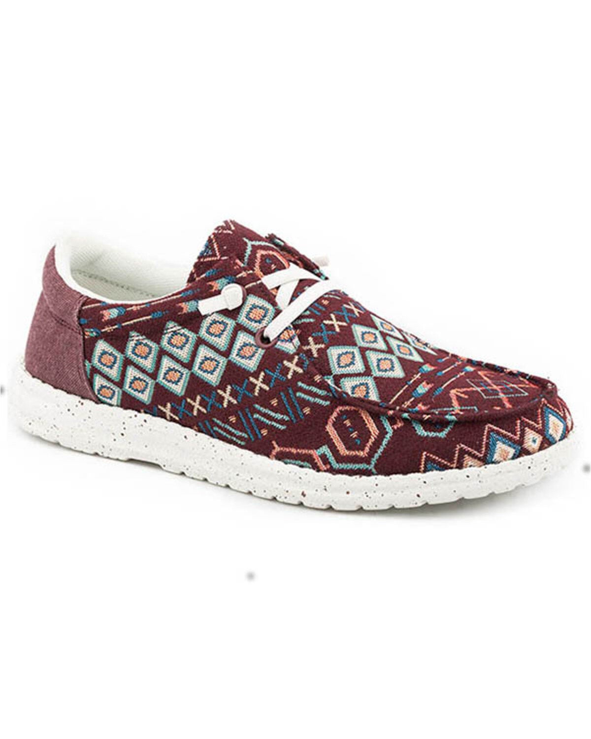 Roper Women's Hang Loose Slip-On Causal Shoes - Moc Toe, Red, hi-res