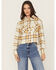 Image #1 - Cleo + Wolf Women's Cropped Flannel Hooded Shacket, Sand, hi-res