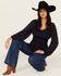 Image #1 - Shyanne Women's Dobby Pinstripe Long Sleeve Blouse, Indigo, hi-res