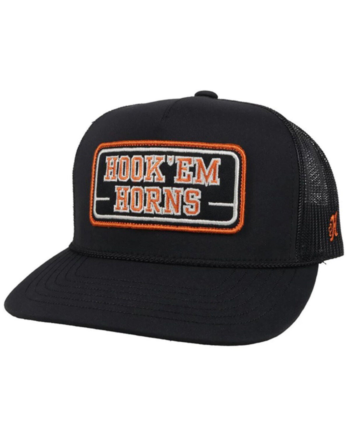 Hooey Men's Hook Em' Horns Trucker Cap, Black, hi-res