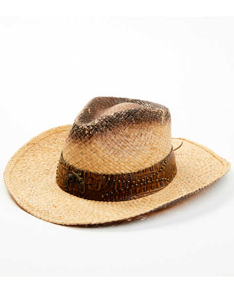 Image #1 - Henschel Men's Walker Guns Raffia Palm Leaf Western Straw Western Fashion Hat, , hi-res