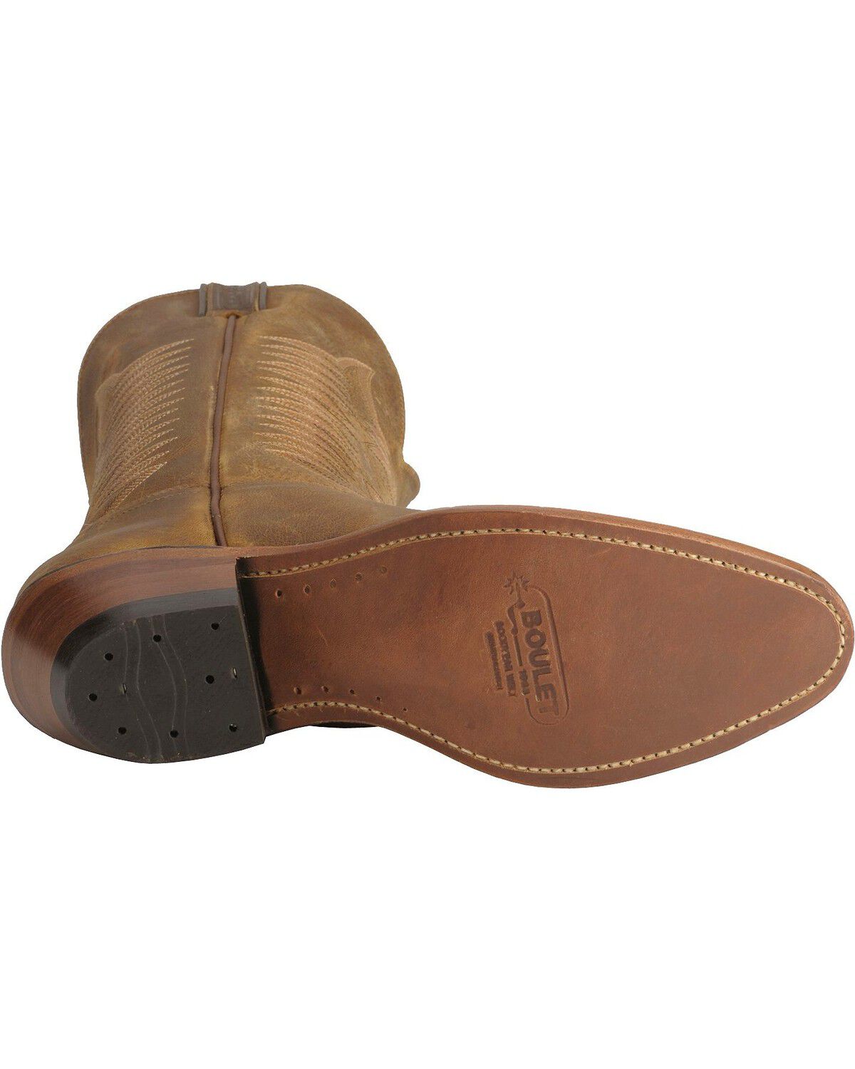 Image #5 - Boulet Men's Western Boots - Round Toe, Amber Brn, hi-res