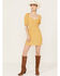 Image #1 - Beyond The Radar Women's Floral Print Mini Dress, Mustard, hi-res