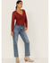 Beyond The Radar Women's Bossa Nova Lace Button Front Blouse, Rust Copper, hi-res