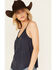 Image #2 - Shyanne Women's Crochet Trim Faux Suede Cami, Indigo, hi-res