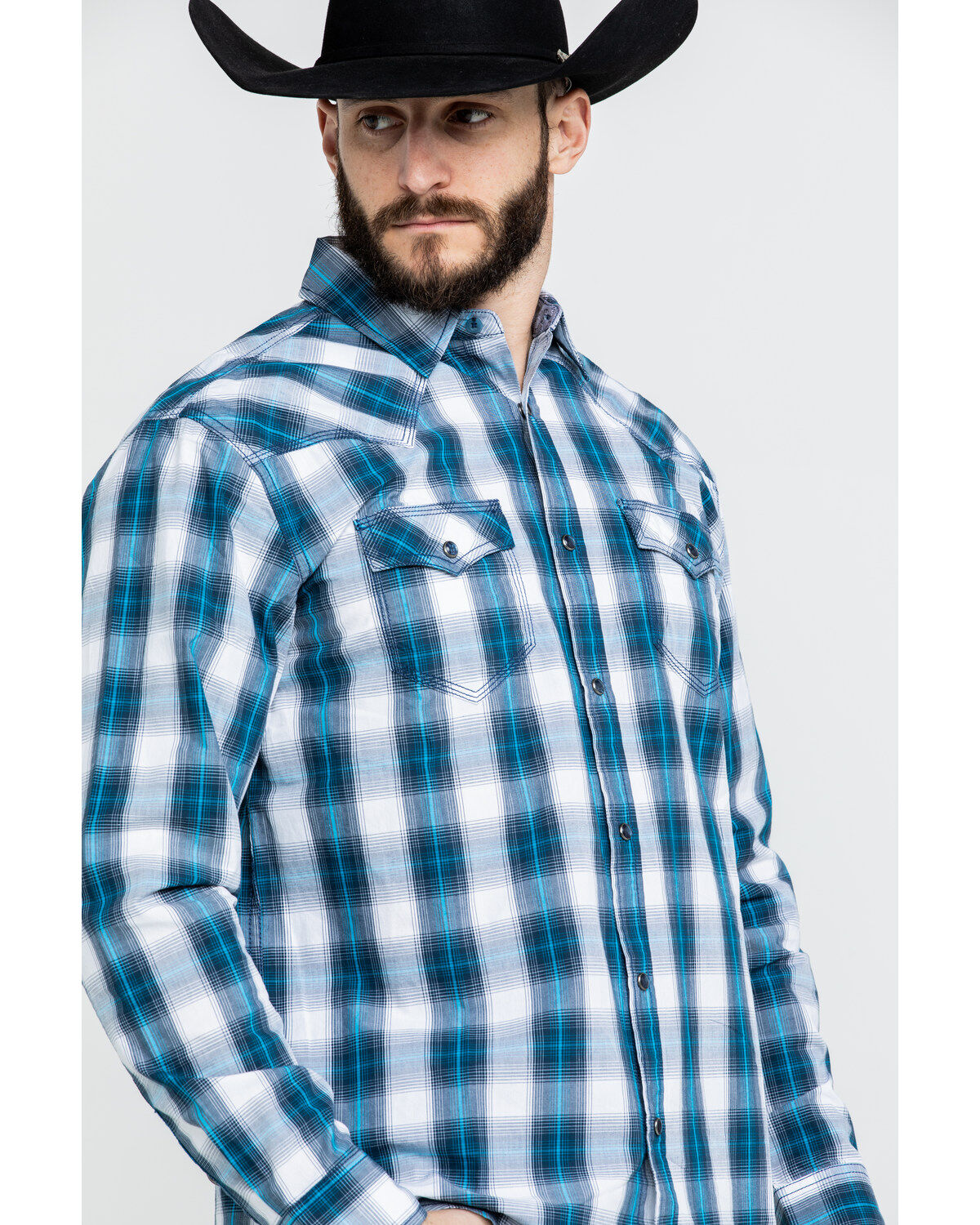 Image #5 - Moonshine Spirit Men's Azul Med Plaid Long Sleeve Western Shirt , , hi-res