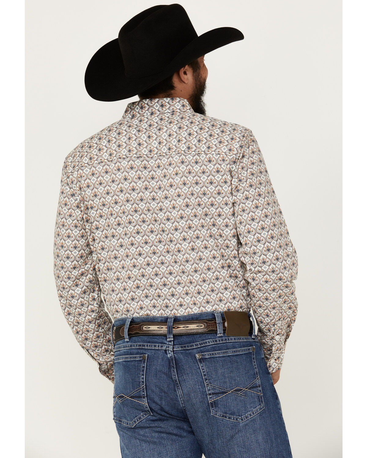 Image #4 - Gibson Trading Co Men's Groove Medallion Print Long Sleeve Button-Down Western Shirt, White, hi-res