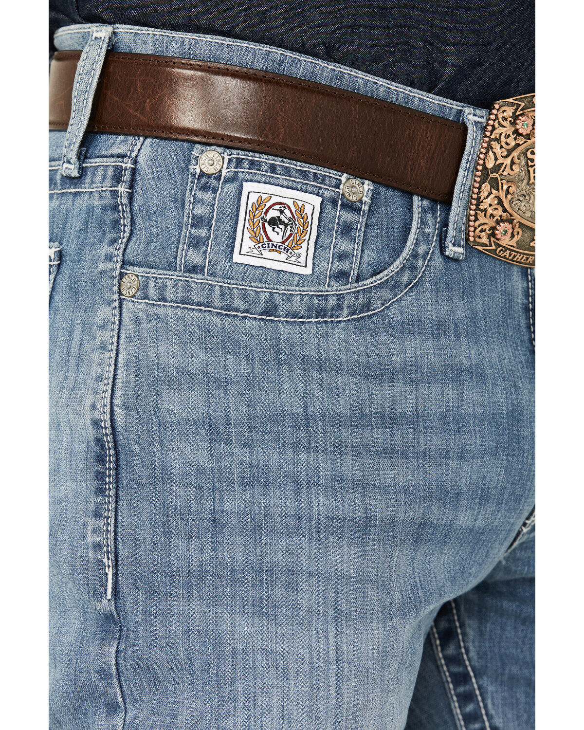 Product Name:  Cinch Men's White Label Medium Stonewash Relaxed Straight Stretch Performance Denim Jeans