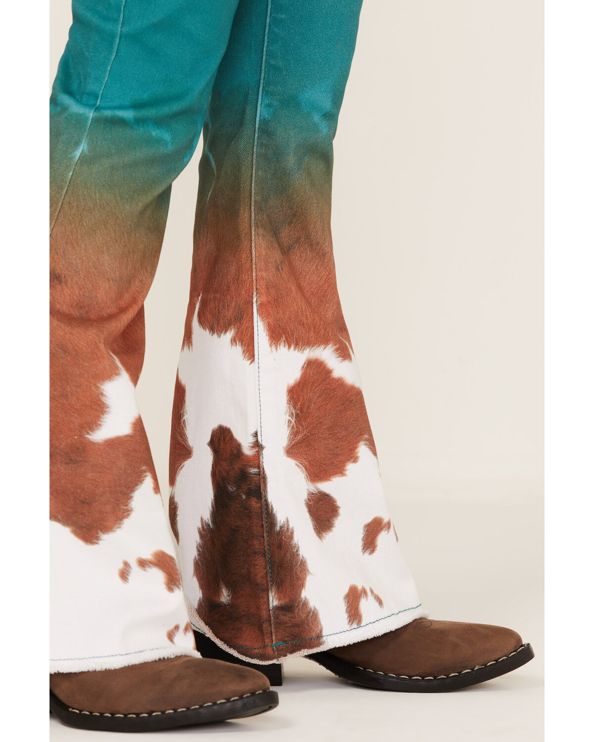 Image #2 - Ranch Dress'n Girls' Cow Print Mid Rise Super Flare Jeans, , hi-res