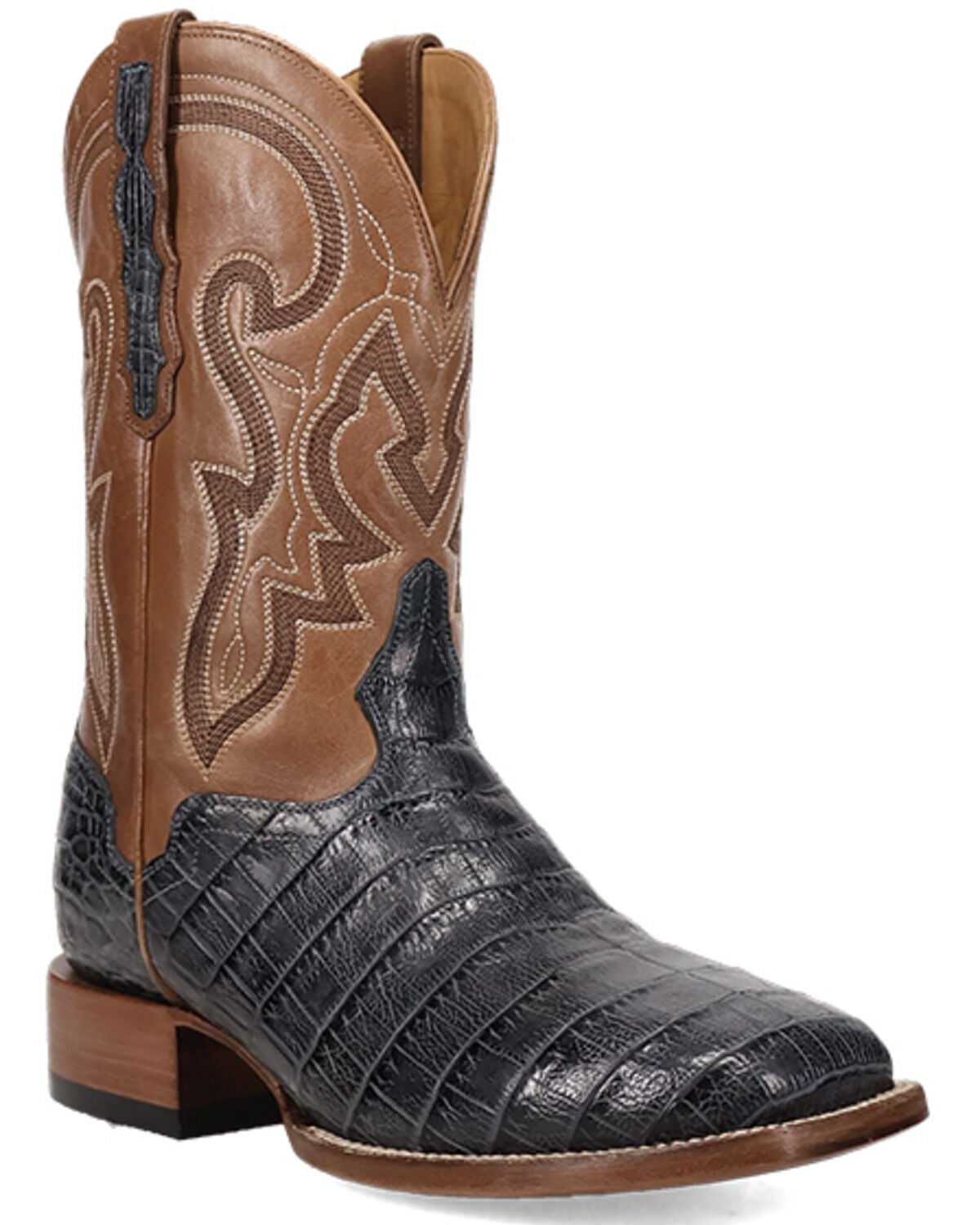 El Dorado Men's Exotic Blue Nile Crocodile Western Boots - Broad Square Toe, Blue, hi-res