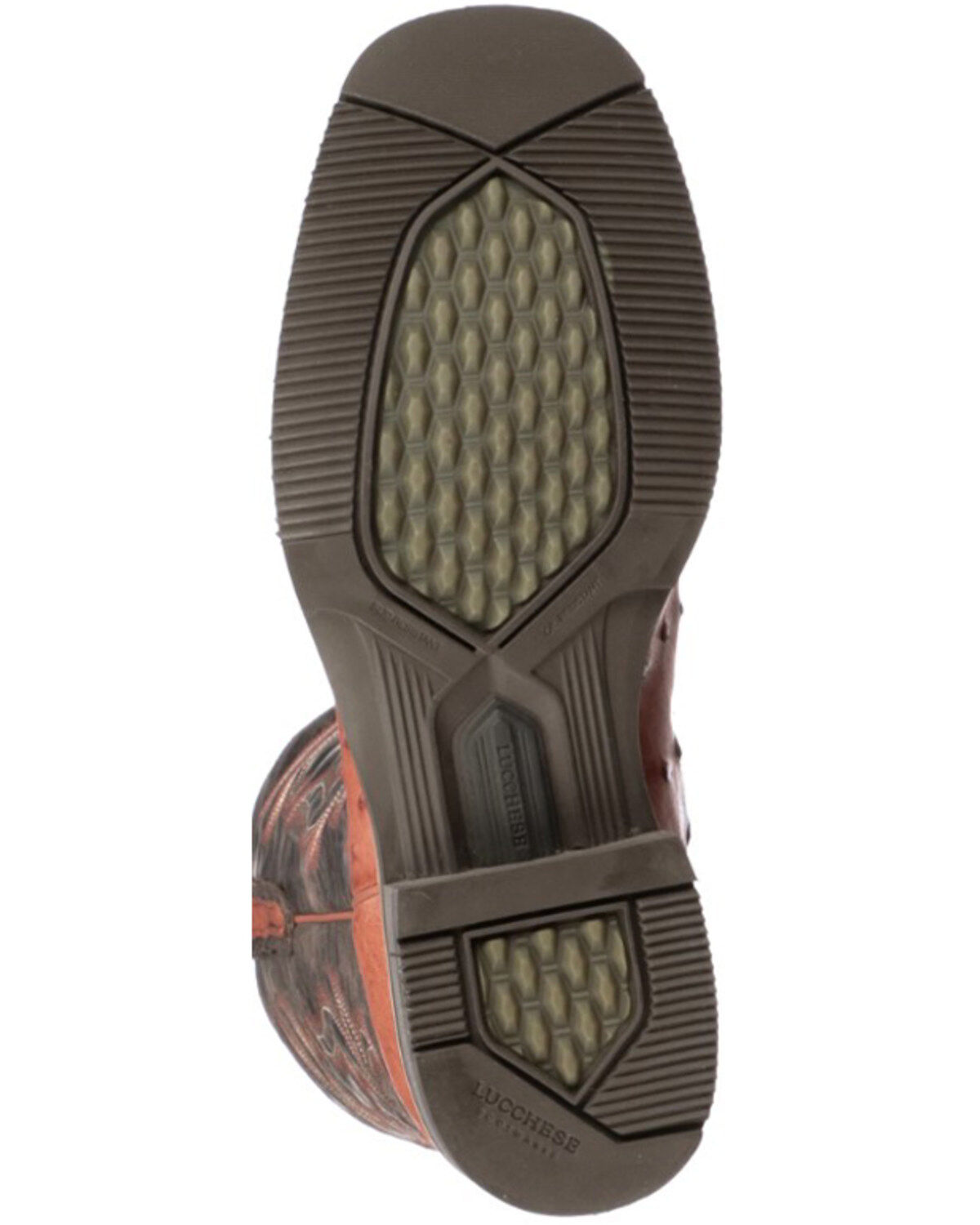 Lucchese Men's Rowdy Ostrich Skin Western Boots - Broad Square Toe, Cognac