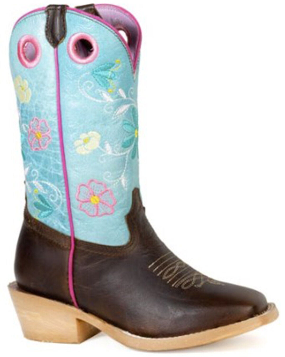 Roper Little Girls' Ride 'Em Cowgirl Western Boots - Square Toe, Brown, hi-res