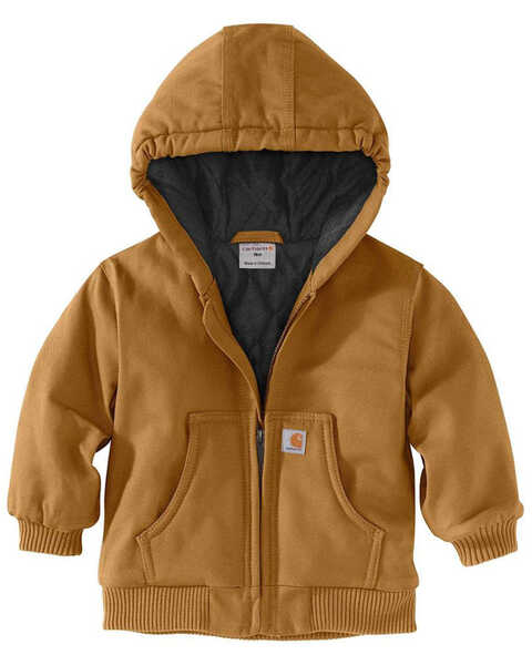 Carhartt Infant Boys' Insulated Hooded Canvas Jacket, Brown, hi-res
