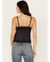 Shyanne Women's Button Front Lace Trimmed Tank Top, Black, hi-res